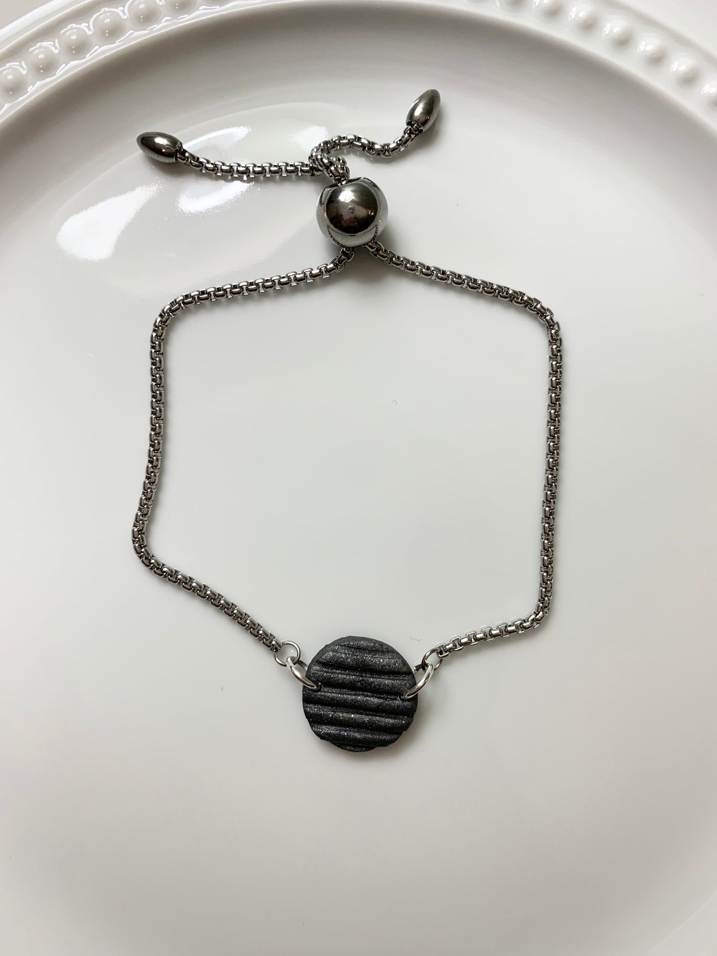 Gun Metal Clay Bracelet
