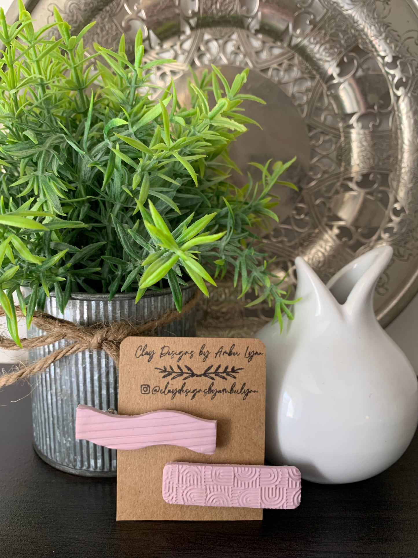 Lilac Clay Barrettes